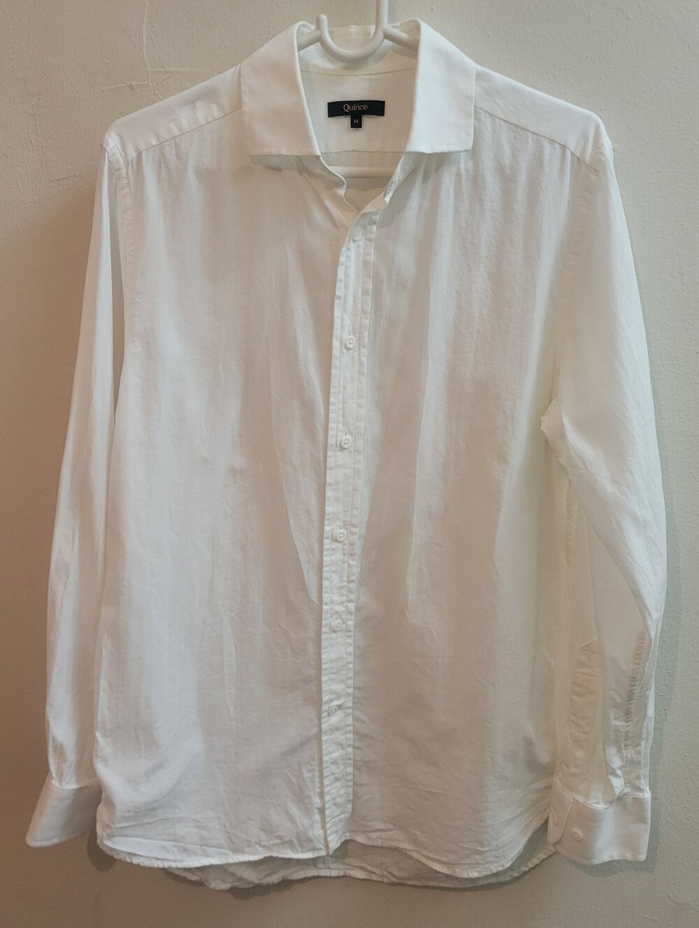 Quince Men's White Button-Down Shirt Cotton Cashmere Blend Elevated Basic EUC M